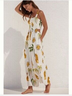 Anthropologie Cutout Jungle Print Piper Wide Leg Jumpsuit XS